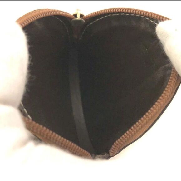 LOEWE Anagram Leather Round Coin Purse Wallet Brown - Picture 6 of 8